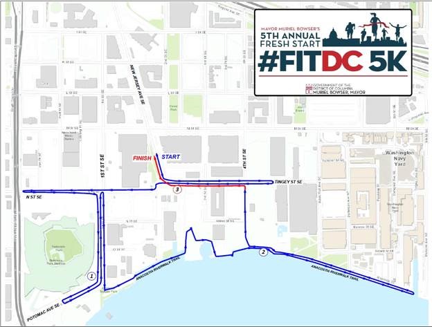 Map of 2018 FITDC Fresh Start 5K