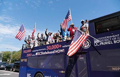 Mayor Bowser and DC Veterans on the Statehood Bus