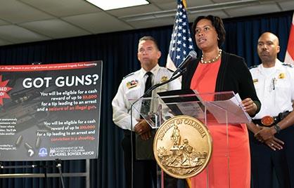 Mayor Muriel Bowser at illegal gun press event