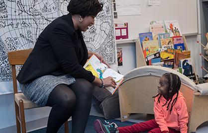 Mayor Bowser and little girl Mayor Bowser and little girl