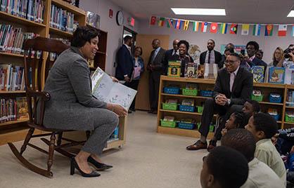 Mayor Bowser reads to students at Houston Elementary